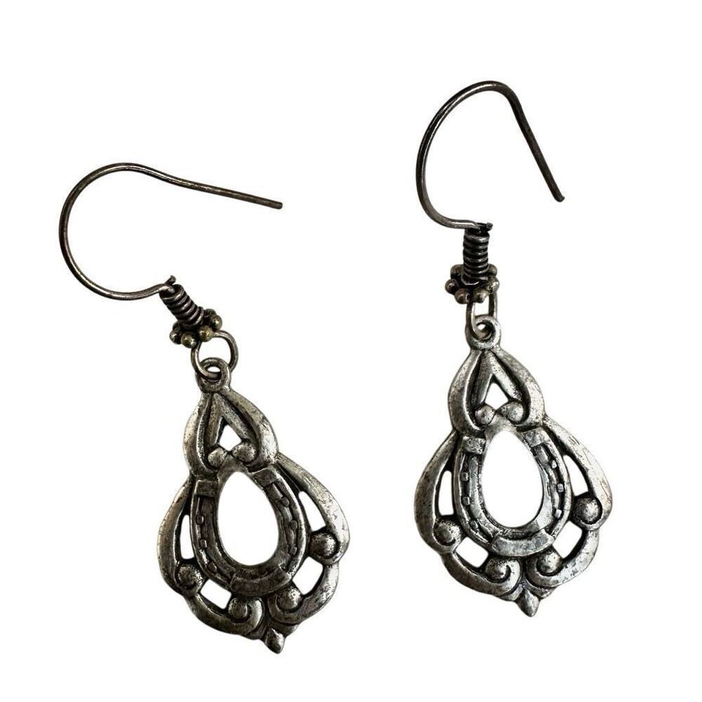 Horse Shoe âSilver Plated drop earrings